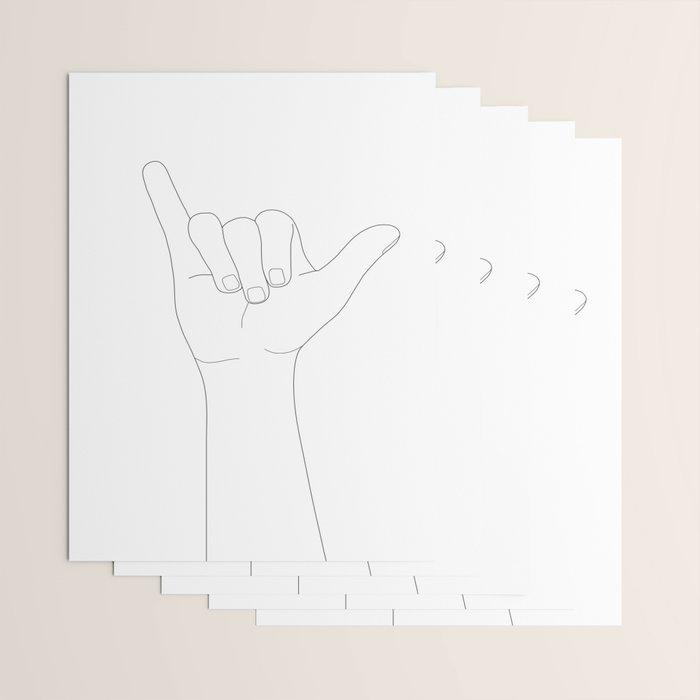 Minimal Line Art Shaka Hand Gesture Wrapping Paper Gallery Image 3