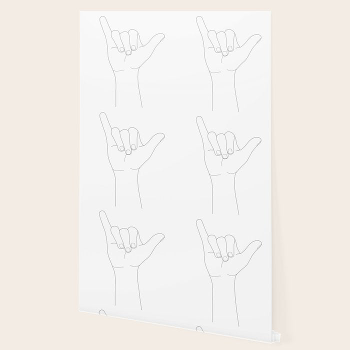 Minimal Line Art Shaka Hand Gesture Wallpaper Gallery Image 2