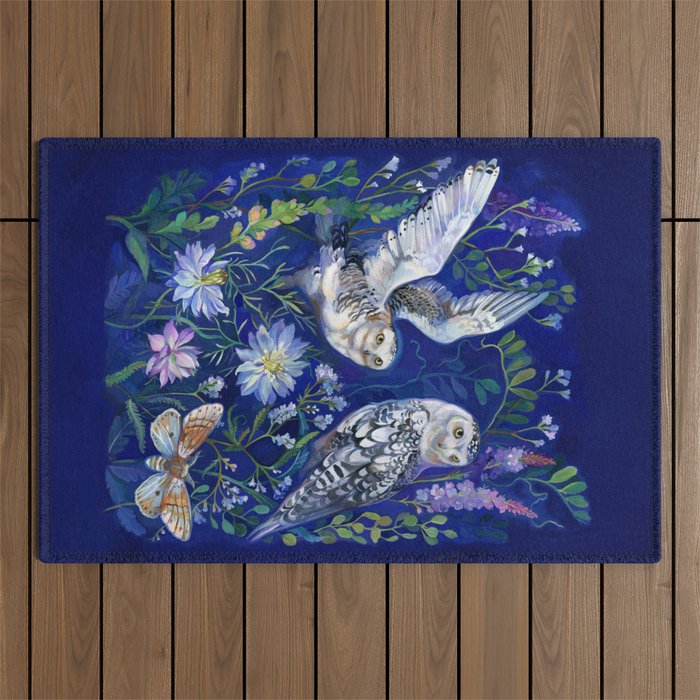 Flower Garden Owls Outdoor Rug Gallery Image 1