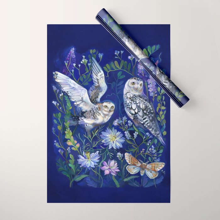 Flower Garden Owls Wrapping Paper Gallery Image 1