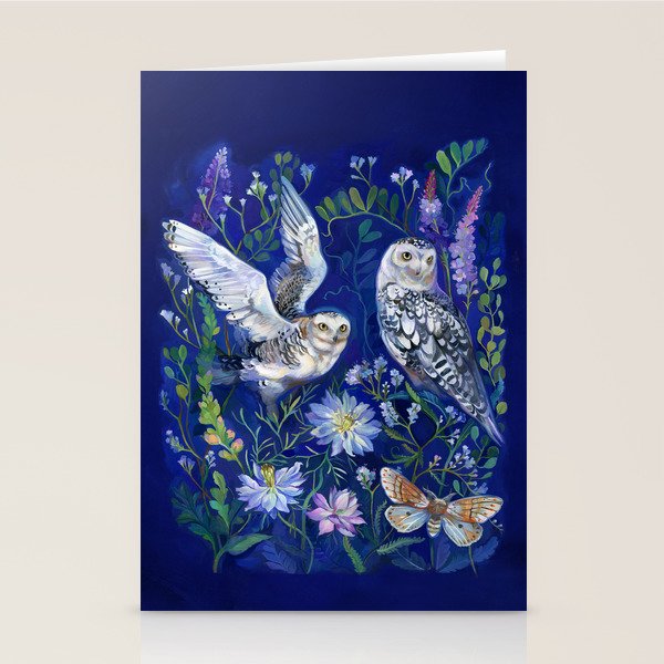 Flower Garden Owls Stationery Card