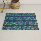 Mistletoe Christmas Stripes Blue Rug Gallery Image 1