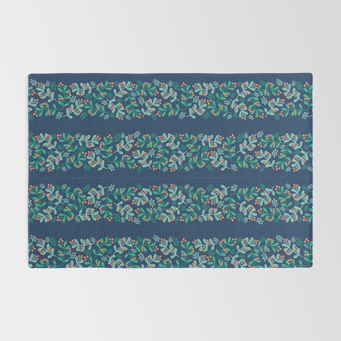 Mistletoe Christmas Stripes Blue Rug Gallery Image 2
