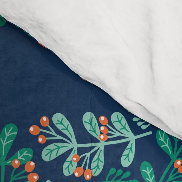 Mistletoe Christmas Stripes Blue Comforter Gallery Image 4