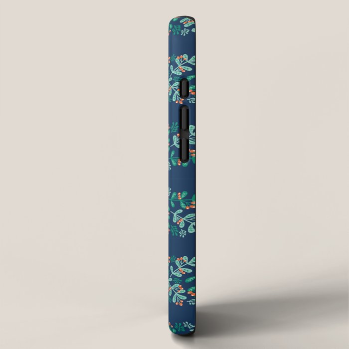 Mistletoe Christmas Stripes Blue iPhone Case Gallery Image 2