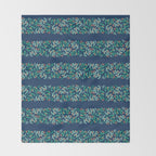 Mistletoe Christmas Stripes Blue Throw Blanket Gallery Image 2