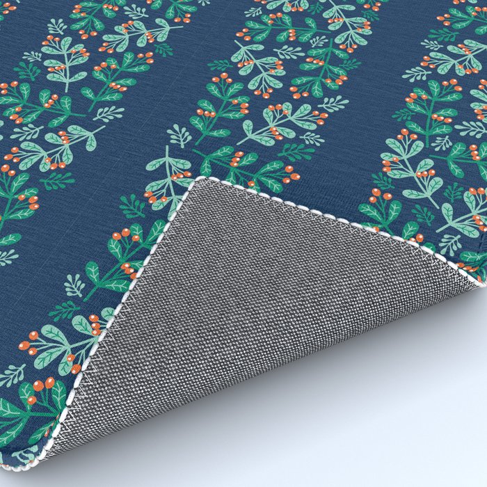 Mistletoe Christmas Stripes Blue Rug Gallery Image 4