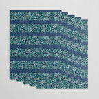 Mistletoe Christmas Stripes Blue Wrapping Paper Gallery Image 3
