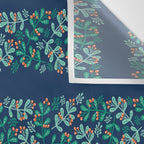 Mistletoe Christmas Stripes Blue Wall Tapestry Gallery Image 3