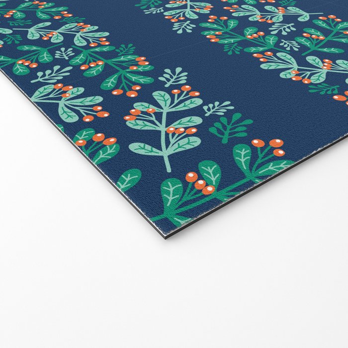 Mistletoe Christmas Stripes Blue Welcome Mat Gallery Image 2