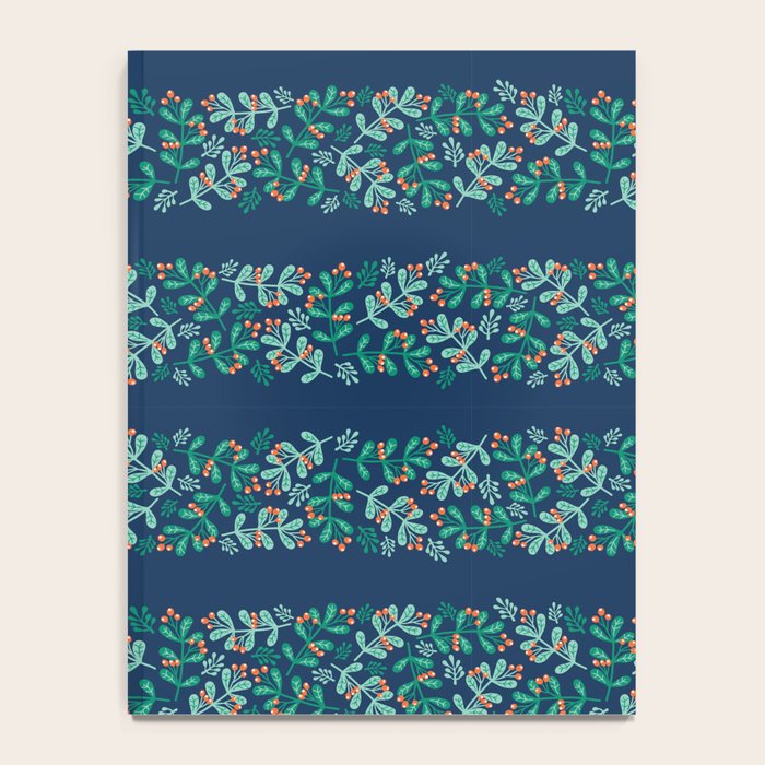 Mistletoe Christmas Stripes Blue Notebook Gallery Image 4