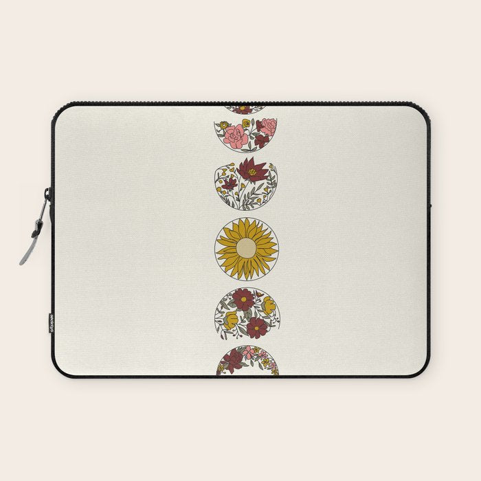 Floral Phases of the Moon Laptop Sleeve Gallery Image 1