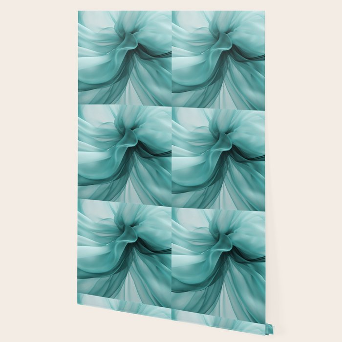 Tranquil Flow Abstract Dimension Ink Turquoise Wallpaper Gallery Image 2