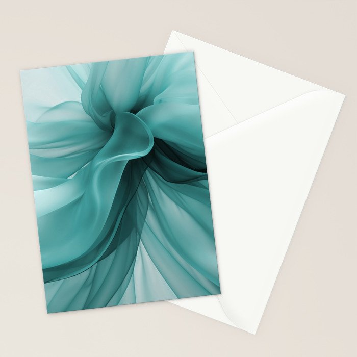 Tranquil Flow Abstract Dimension Ink Turquoise Stationery Card Gallery Image 2