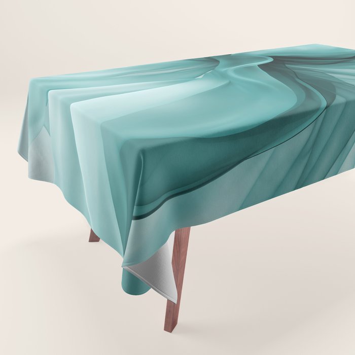 Tranquil Flow Abstract Dimension Ink Turquoise Tablecloth Gallery Image 1