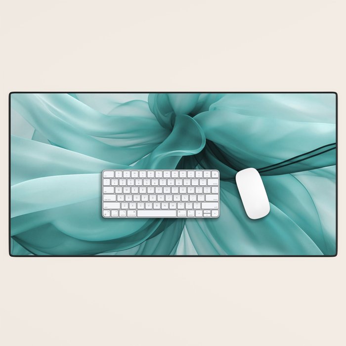Tranquil Flow Abstract Dimension Ink Turquoise Desk Mat Gallery Image 1