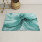Tranquil Flow Abstract Dimension Ink Turquoise Rug Gallery Image 1
