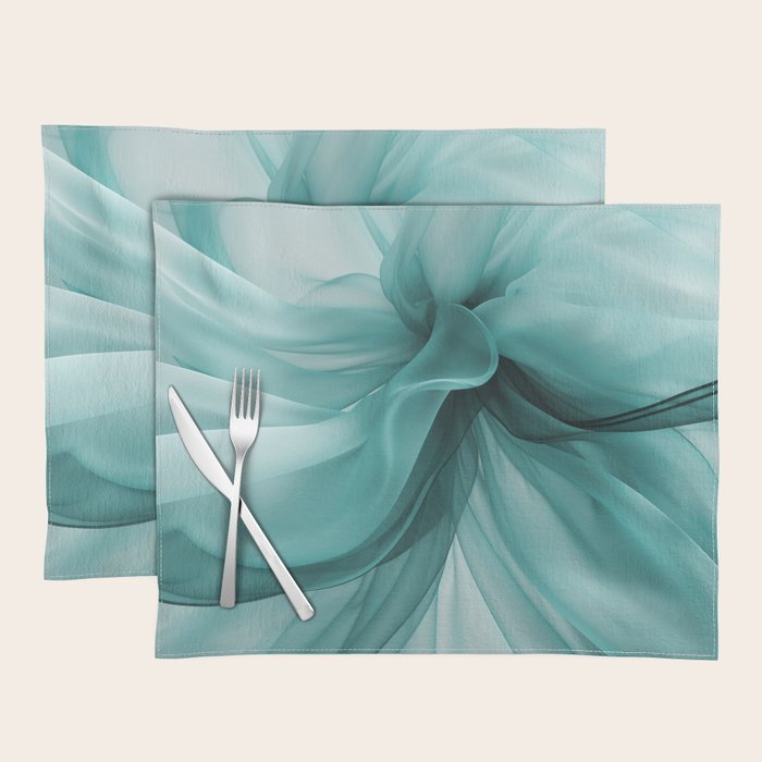 Tranquil Flow Abstract Dimension Ink Turquoise Placemat Gallery Image 1