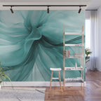 Tranquil Flow Abstract Dimension Ink Turquoise Wall Mural Gallery Image 1