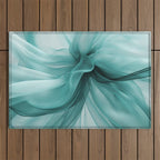 Tranquil Flow Abstract Dimension Ink Turquoise Outdoor Rug Gallery Image 1