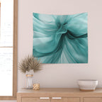 Tranquil Flow Abstract Dimension Ink Turquoise Wall Tapestry Gallery Image 2