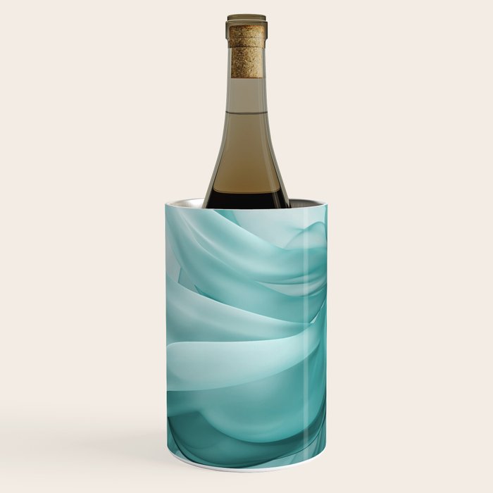 Tranquil Flow Abstract Dimension Ink Turquoise Wine Chiller Gallery Image 2