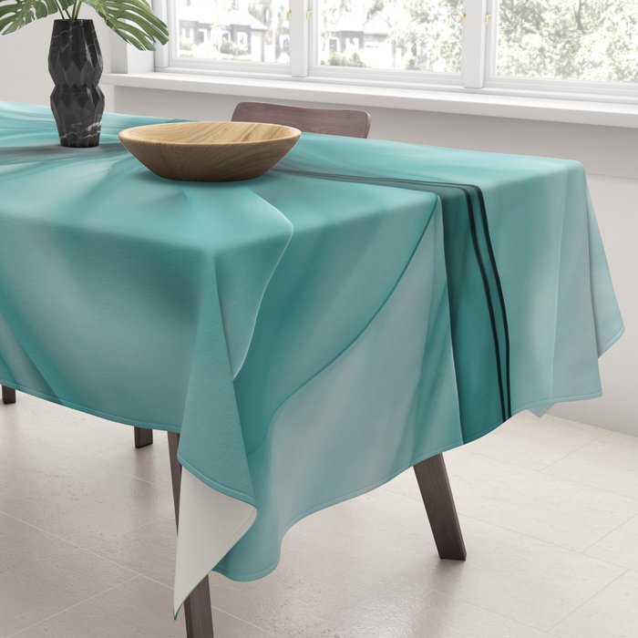 Tranquil Flow Abstract Dimension Ink Turquoise Tablecloth Gallery Image 3