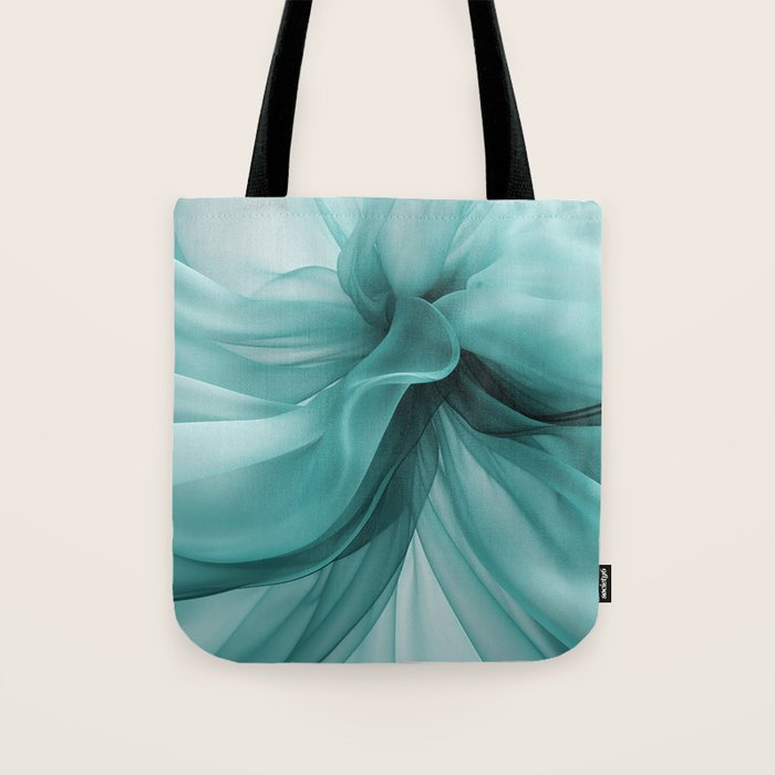 Tranquil Flow Abstract Dimension Ink Turquoise Tote Bag Gallery Image 1