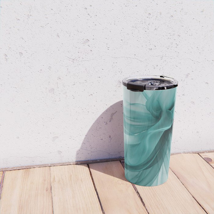 Tranquil Flow Abstract Dimension Ink Turquoise Travel Mug Gallery Image 4