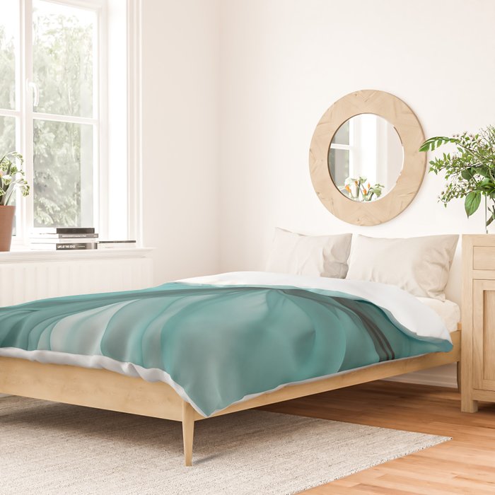 Tranquil Flow Abstract Dimension Ink Turquoise Duvet Cover Gallery Image 2