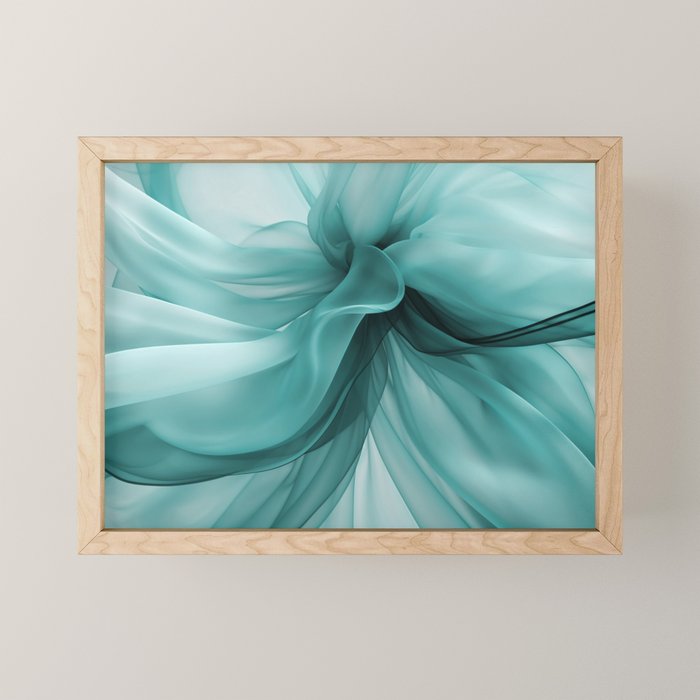Tranquil Flow Abstract Dimension Ink Turquoise Mini Art Print Gallery Image 1