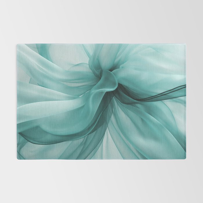 Tranquil Flow Abstract Dimension Ink Turquoise Rug Gallery Image 2