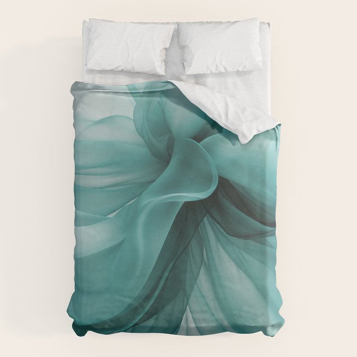 Tranquil Flow Abstract Dimension Ink Turquoise Duvet Cover Gallery Image 1