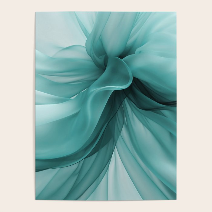 Tranquil Flow Abstract Dimension Ink Turquoise Poster Gallery Image 4