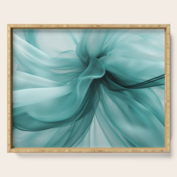 Tranquil Flow Abstract Dimension Ink Turquoise Serving Tray Gallery Image 1
