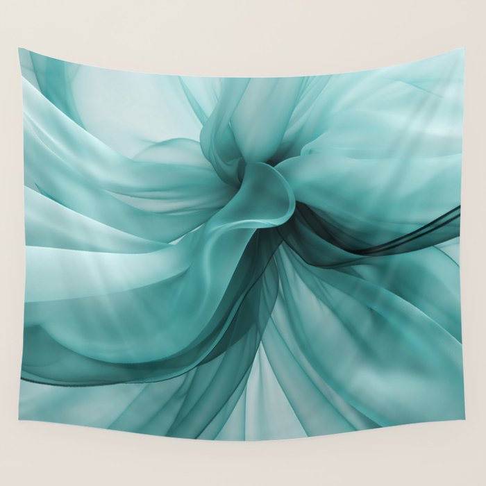 Tranquil Flow Abstract Dimension Ink Turquoise Wall Tapestry Gallery Image 1