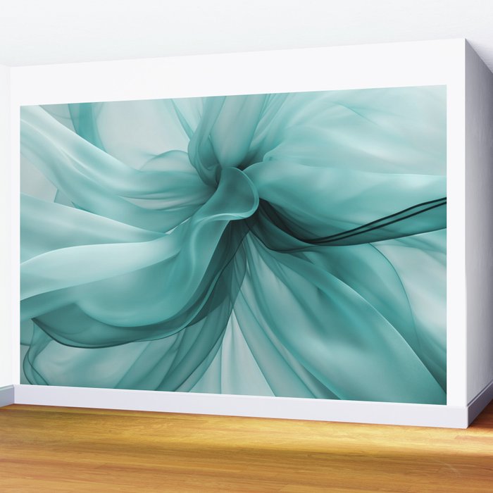 Tranquil Flow Abstract Dimension Ink Turquoise Wall Mural Gallery Image 2