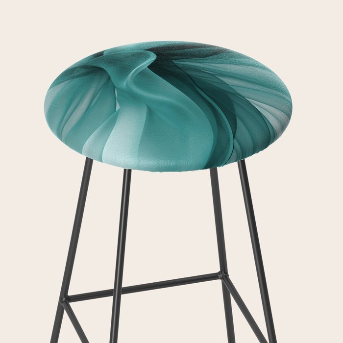 Tranquil Flow Abstract Dimension Ink Turquoise Stool Gallery Image 2