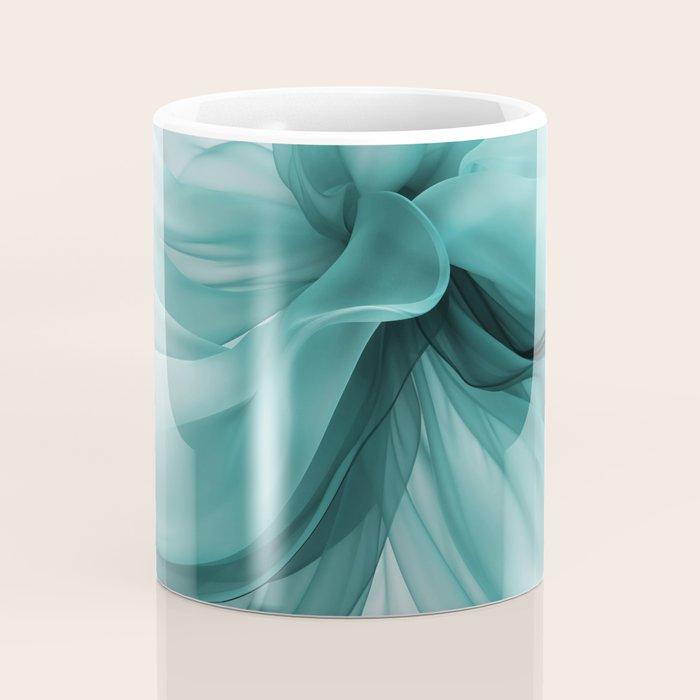 Tranquil Flow Abstract Dimension Ink Turquoise Coffee Mug Gallery Image 4