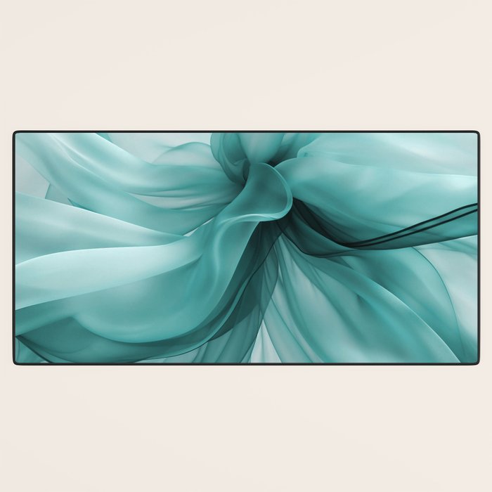 Tranquil Flow Abstract Dimension Ink Turquoise Desk Mat Gallery Image 3