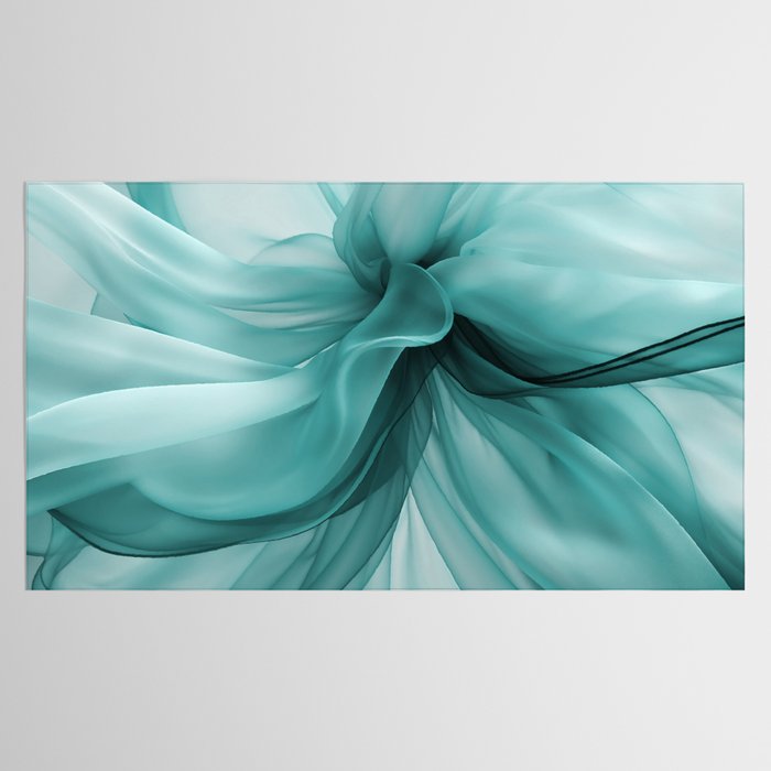Tranquil Flow Abstract Dimension Ink Turquoise Tablecloth Gallery Image 2