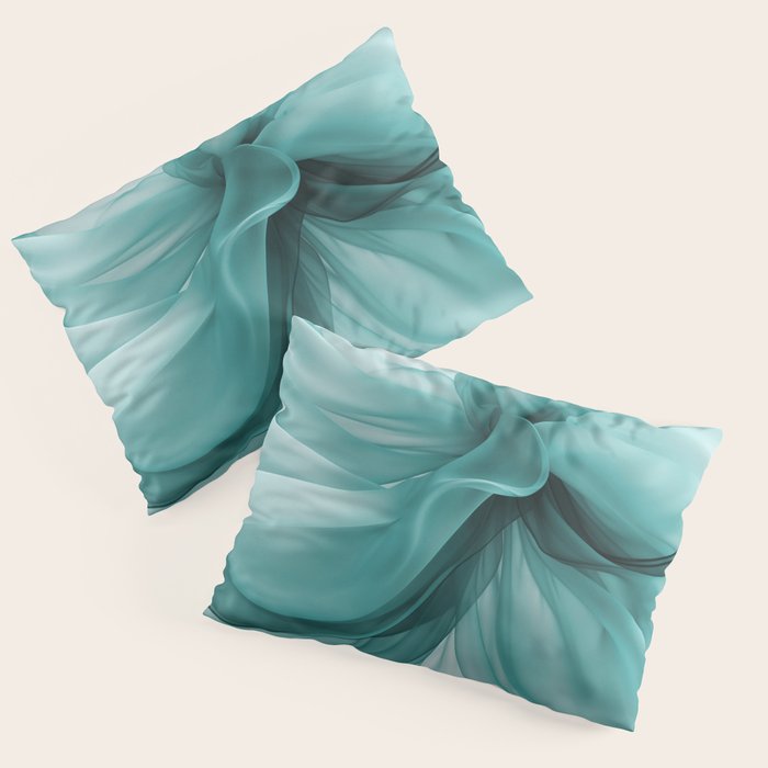 Tranquil Flow Abstract Dimension Ink Turquoise Pillow Sham Gallery Image 1