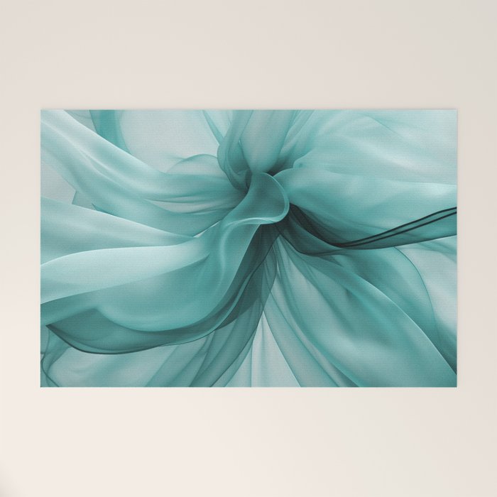 Tranquil Flow Abstract Dimension Ink Turquoise Welcome Mat Gallery Image 1