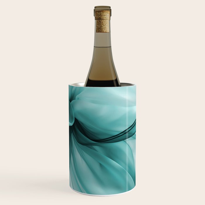 Tranquil Flow Abstract Dimension Ink Turquoise Wine Chiller Gallery Image 3