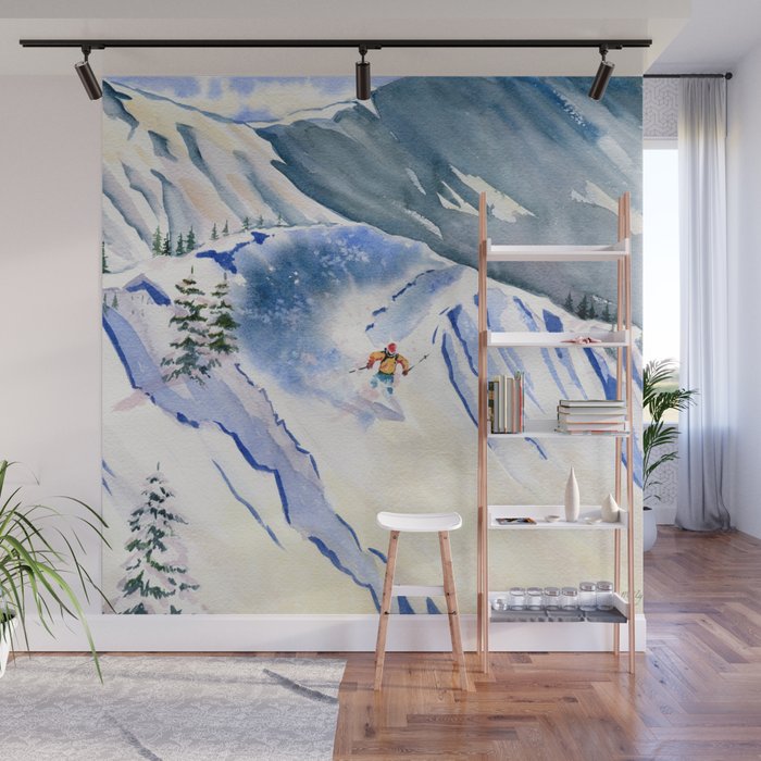 Powder Skiing 2 Wall Mural Gallery Image 1