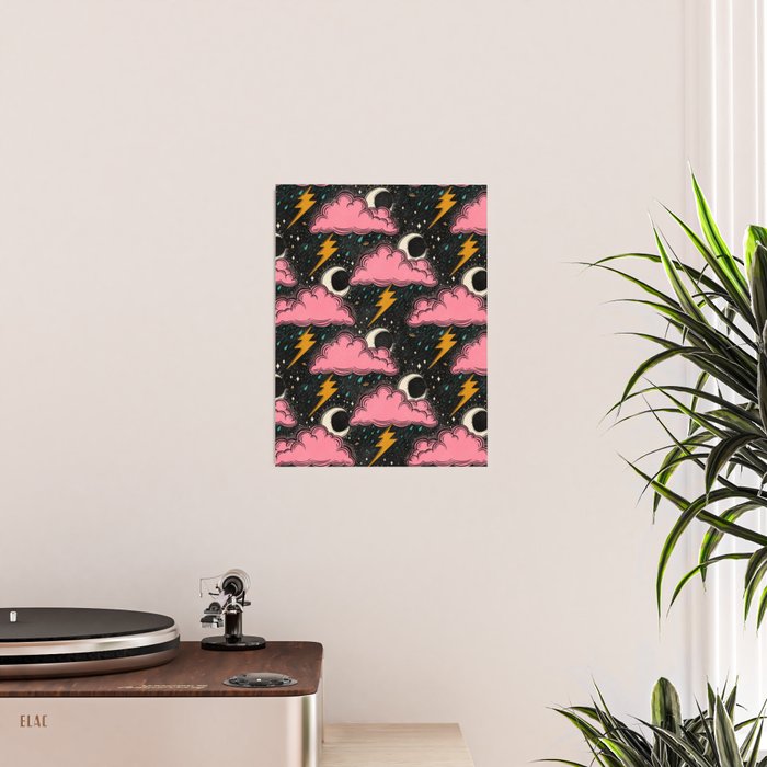 Stormy Night - black & pink Poster Gallery Image 2