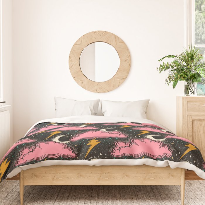 Stormy Night - black & pink Duvet Cover Gallery Image 3