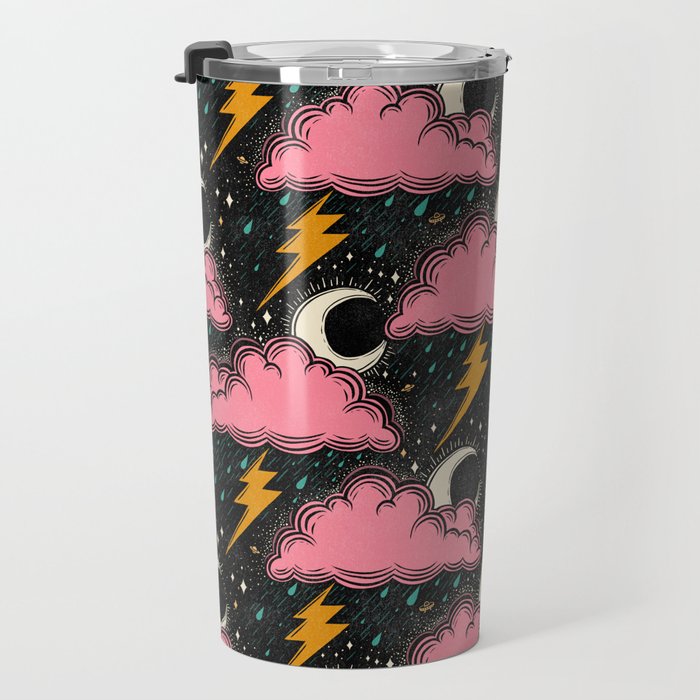 Stormy Night - black & pink Travel Mug Gallery Image 3