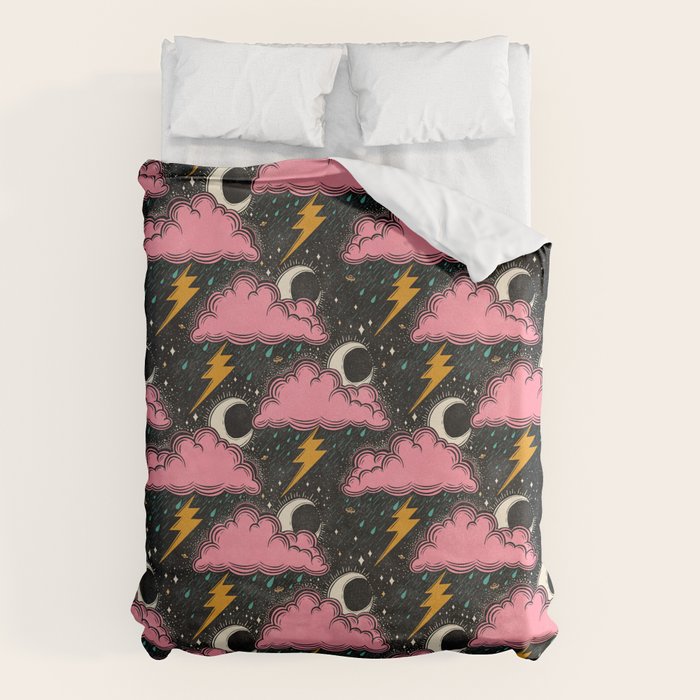 Stormy Night - black & pink Duvet Cover Gallery Image 6
