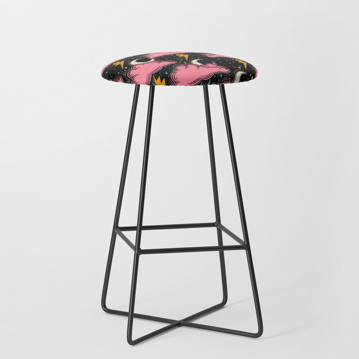 Stormy Night - black & pink Stool Gallery Image 1